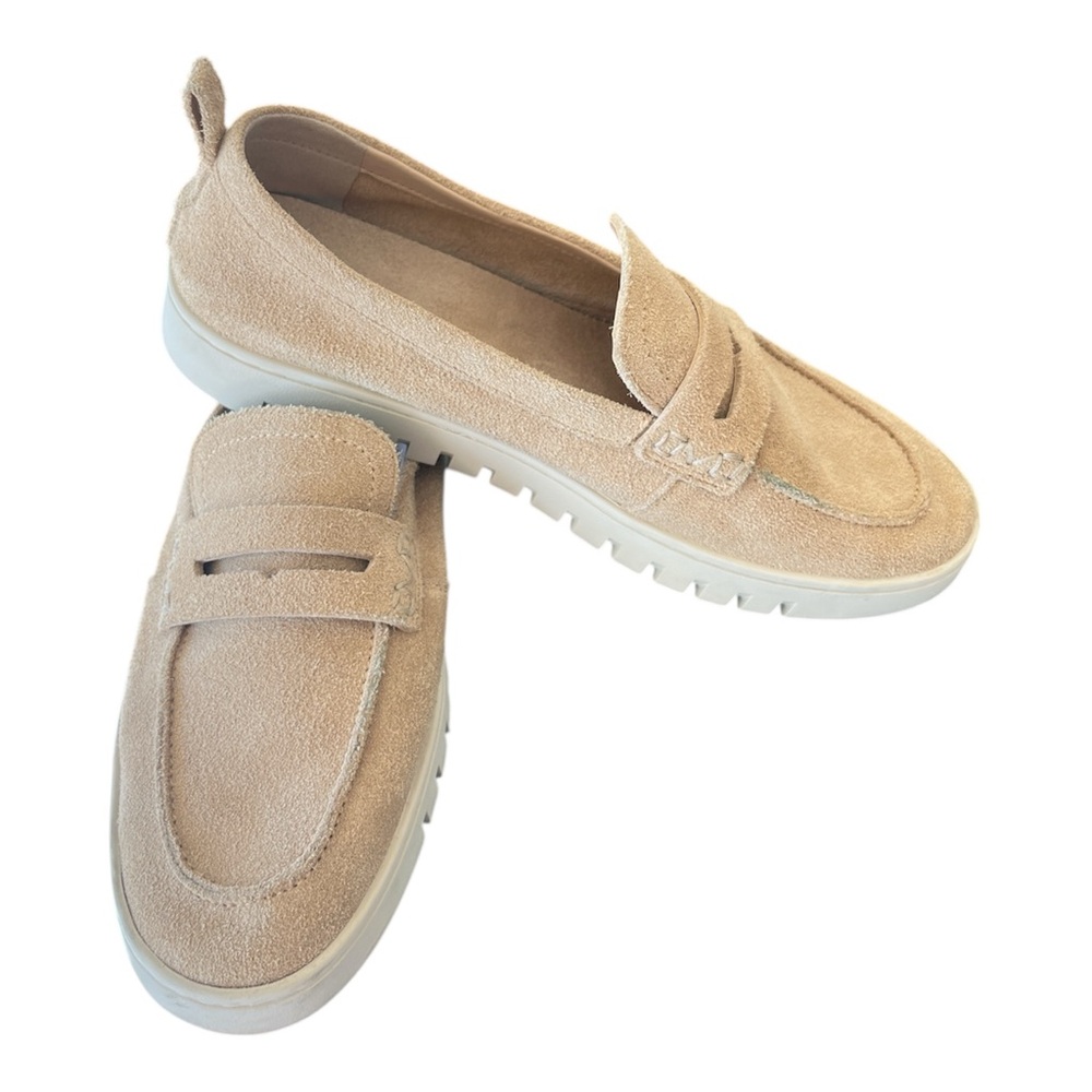 Vionic Tan Suede Penny Loafers